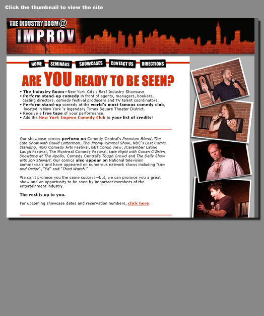 The Industry Room at the Improv showcase page